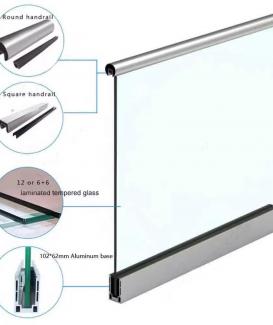 Aluminum U Channel Glass Railing